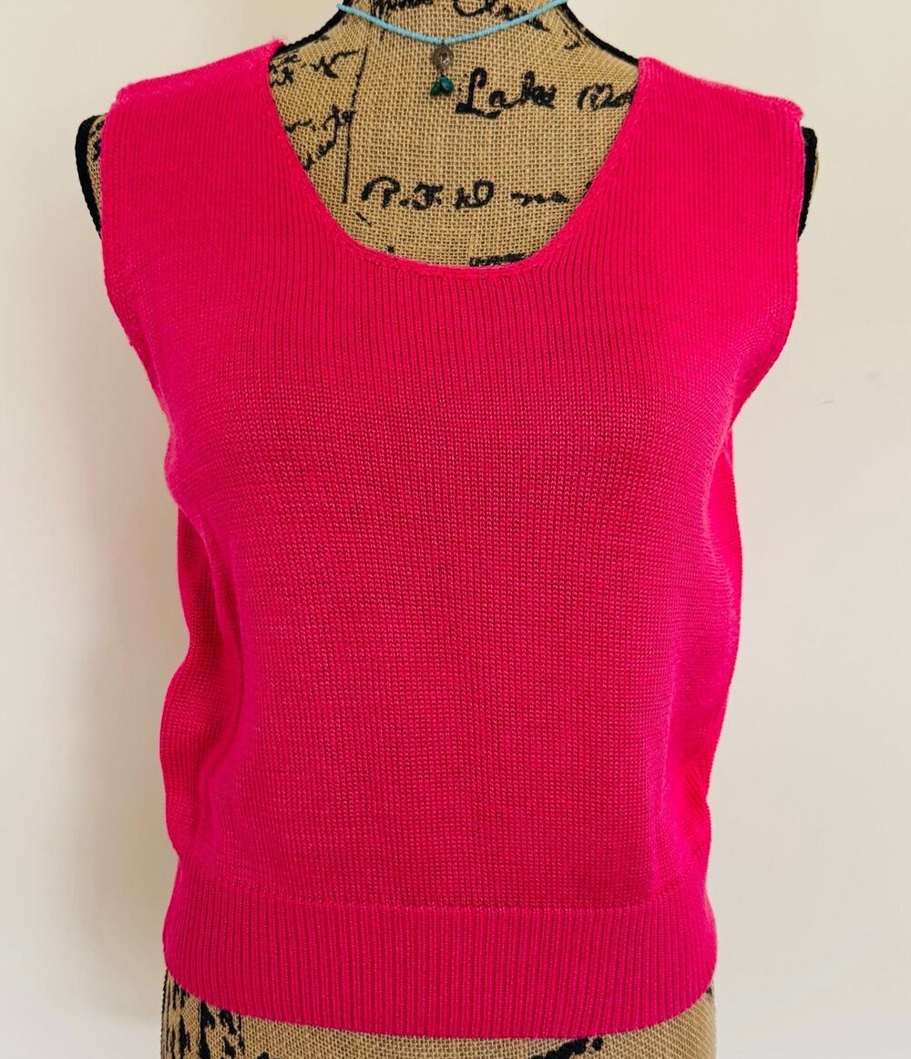 FIA Italia Handloomed Womens Hot Pink Vibrant Cotton Sleeveless Tank Top Small